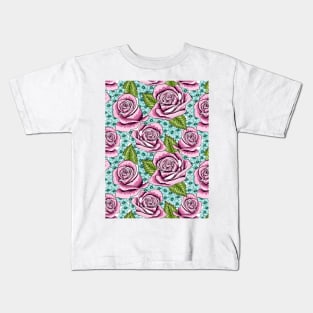 Roses And Hydrangea Pattern Kids T-Shirt